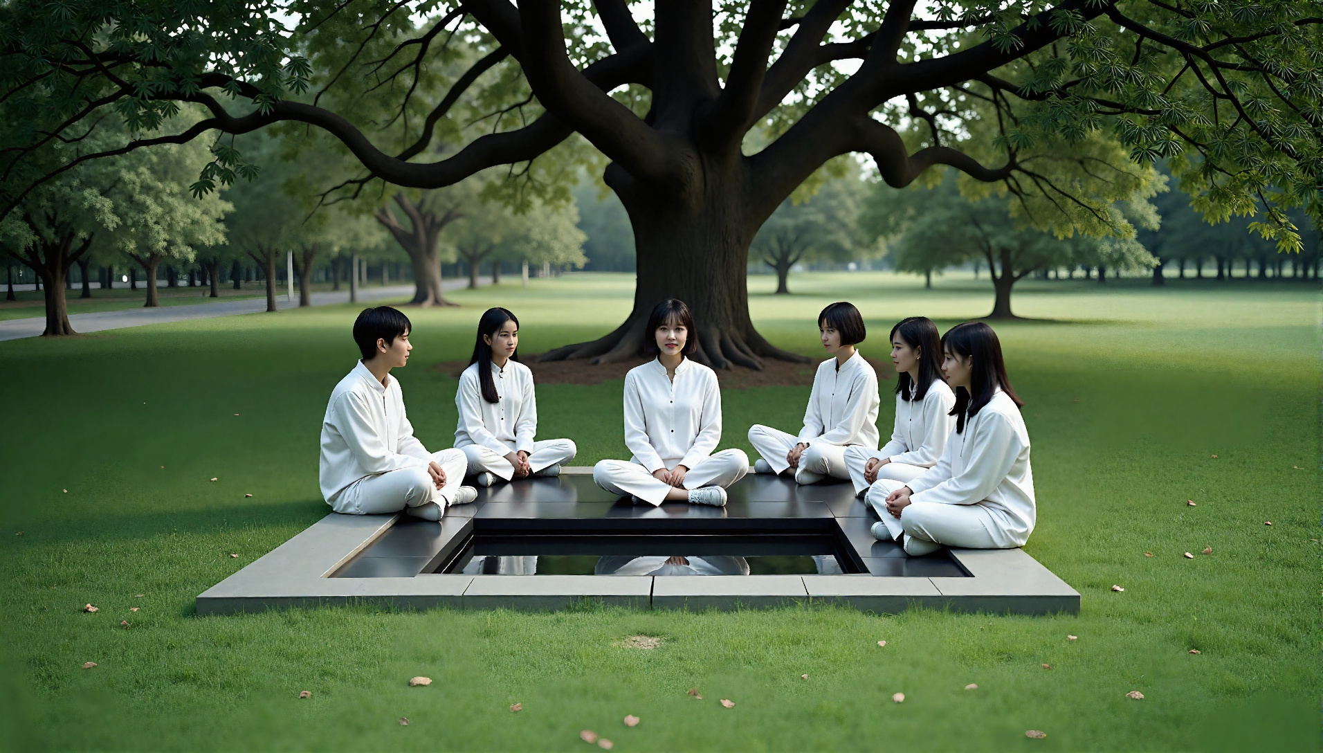 Ji-La teaches class around the memory pool